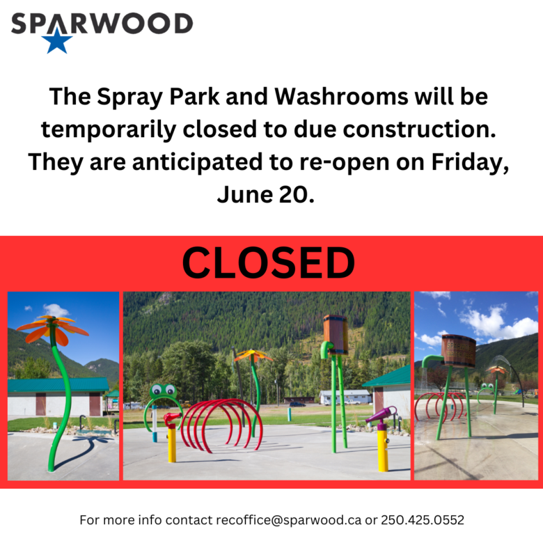 Spray Park and Washrooms Closed for Construction